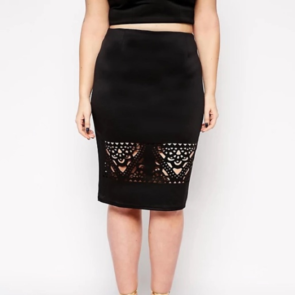 Club L Plus Size Pencil Skirt Cutwork Detail US 16